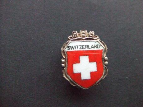 Zwitserland ,Suisse zilverkleurig-rood emaille